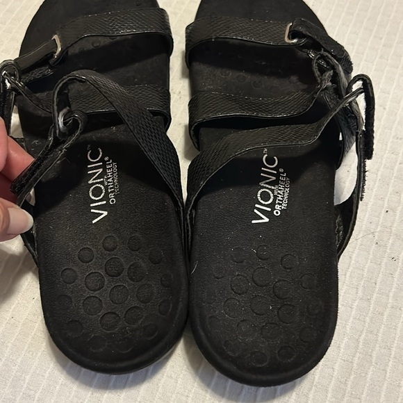 Vionic Aubrey Black Snakeskin Print Orthaheel Slide Sandals Size 9 - Picture 5 of 13